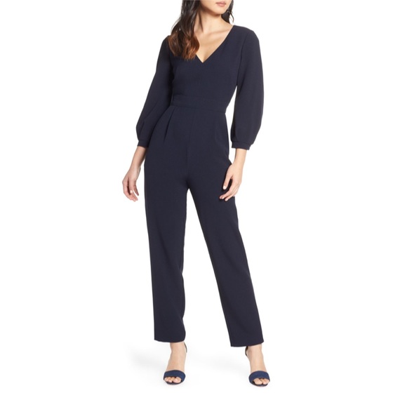 Eliza J | Pants & Jumpsuits | Eliza J Bubble Sleeve Crepe Jumpsuit Bnwt ...